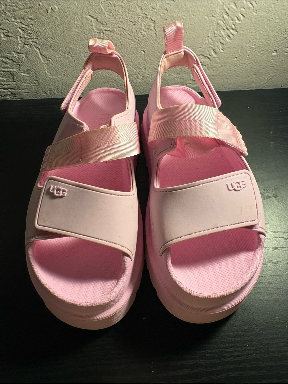 UGG Women’s Pink Platform Sandals with Adjustable Straps